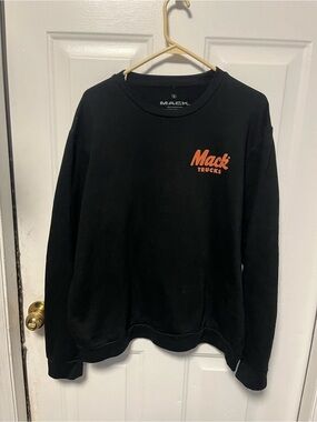 Mack Trucks Men's Black Crewneck Sweatshirt with Orange Logo